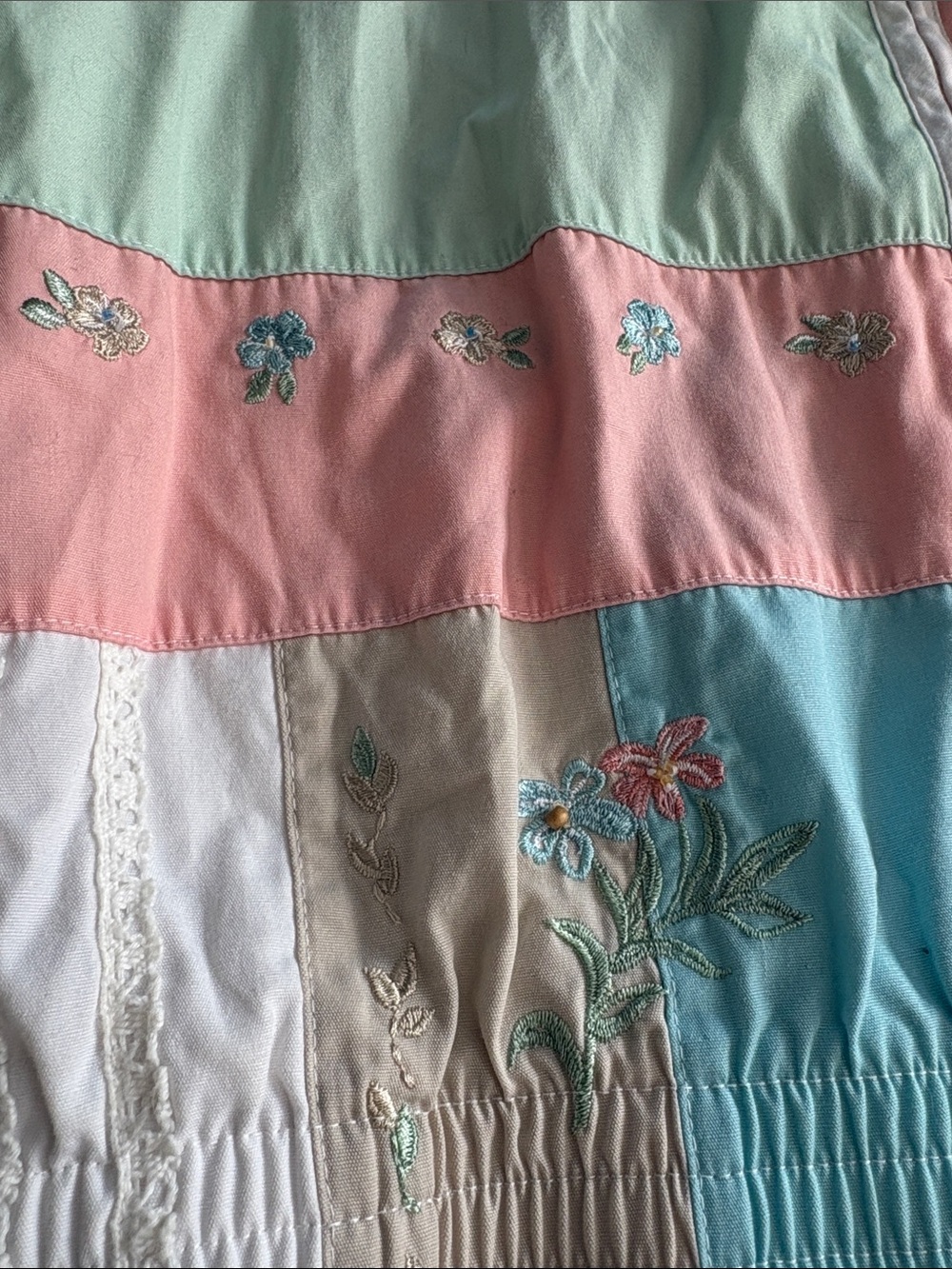 Vintage Pastel Patchwork Bomber Jacket in Pink, Mint, Blue & Cream - Cottagecore - Picture 4 of 13